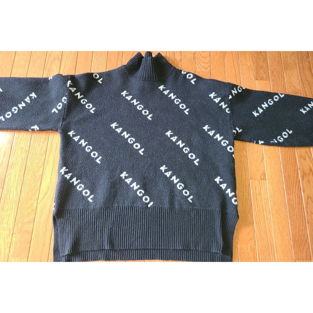 Kangol x H&M Oversized‎ Black Sweater Mock Turtleneck Pullover Jumper Size Med